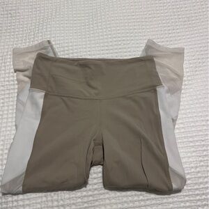 Athleta tan and white mesh legging